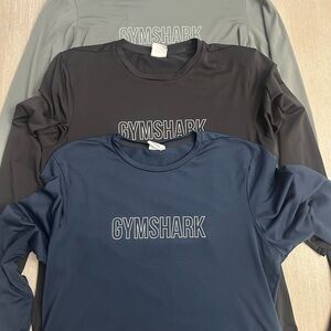 Gymshark Trio Long Sleeve Shirts - Navy, Charcoal, Light Gray +2 XL Short Sleeve